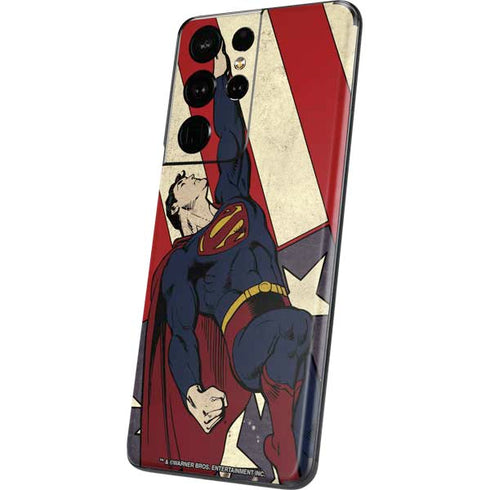 DC Comics Superman Vintage Pose American Flag Galaxy S21 Ultra 5G Skin
